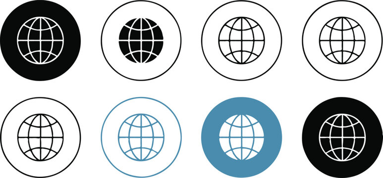 website illustration pack globe icons with wireframe and grid
