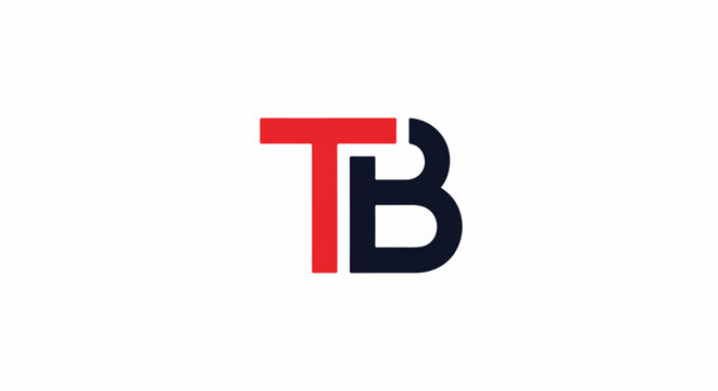 Simple, bold, red and black letters 'T' and 'B' form a graphic logo