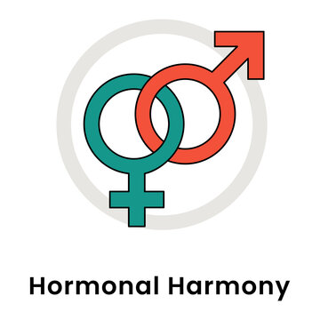 Hormonal Harmony icon, Intertwined Gender Signs Concept for Endocrine Balance and Reproductive Health, Male and Female Symbol for Wellness and Hormone Regulation icon