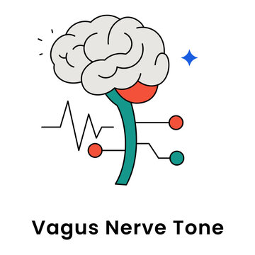 Vagus Nerve Tone icon, Brain and Nerve Connection Concept for Parasympathetic Nervous System, Neurological Health Symbol for Stress Relief and Mind-Body Balance icon