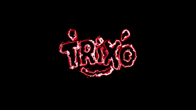 logo reveal with red electric energy lines, burning glowing text animation with a smile icon on black background
