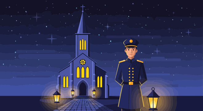Police officer in uniform standing.