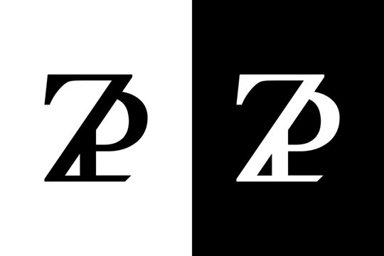 Minimalist ZP Monogram Logo in Black and White Contrast, Modern Typographic Branding Symbol for Business Identity