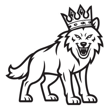 Wolf Wearing Royal Crown Mascot Logo