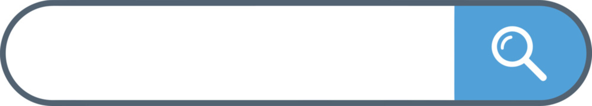 vector illustration Minimalist search input field with dark gray border and light blue magnifying glass button for web.