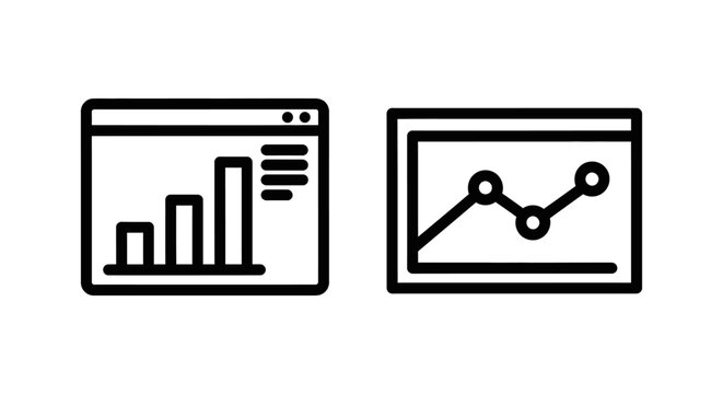 Chart widget icon with ascending bars and graph panel icon with line chart analytics statistics information dashboard progress increase analysis business performance strategy planning
