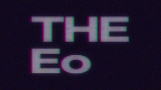 The End text VHS type with glitch effect concept for video games screen, vintage technology CRT screen concept, 4k Animation compatible alpha profile.