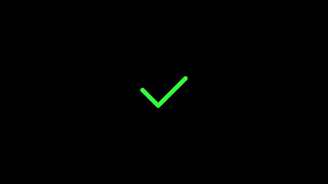 Green Check Mark Rotation Scale Animation Alpha Channel 4K