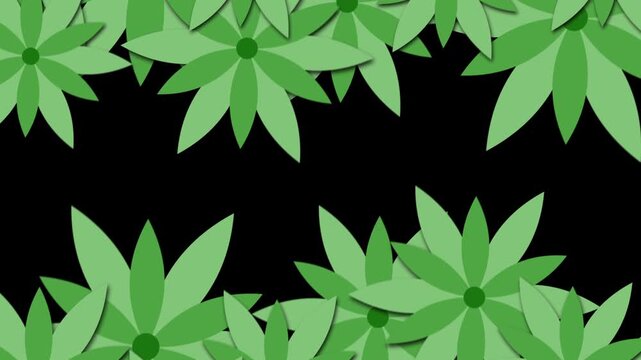 Green floral transition overlay with paper cut style flowers, ideal for nature, environmental, spring, or eco-themed video projects and presentations. 4K video