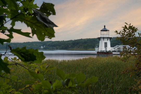 Doubling Point Lighthouse Framed by Leaves