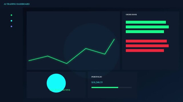 Business data visualization, financial dashboard, green and red charts, infographic elements