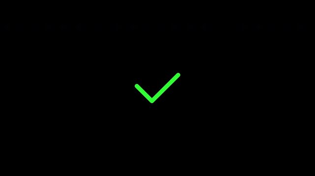 Green Check Mark Pop Out Scale Animation Alpha Channel 4K