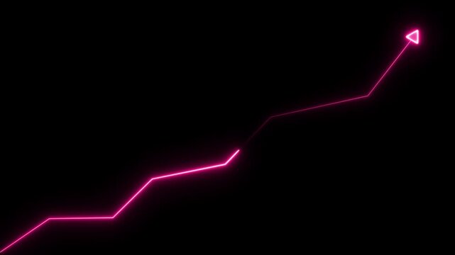Bright neon red laser curve line abstract technology. Fast speed Horizontal neon line animation moving from right to left on a black background