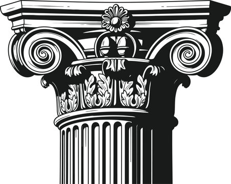 Ionic Column Capital Intricate Detail Against White Background