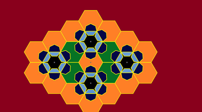 colorful composition on hexagons field-02
