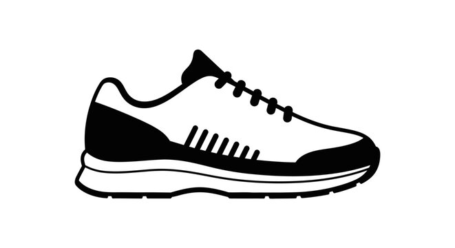 Modern Athletic Shoe Silhouette, Running Sneaker Icon, Sports Footwear Vector