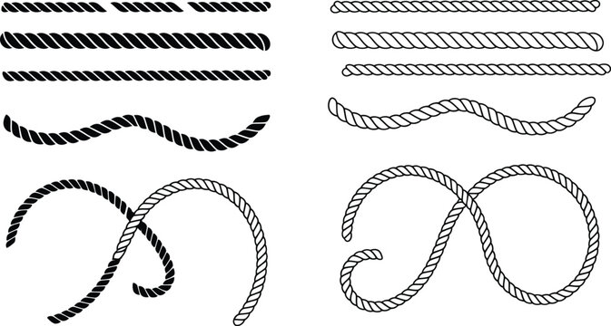 Black and white abstract background with circles featuring a 3d vector pattern of rope knots and jewelry chain lines for a decorative art frame design