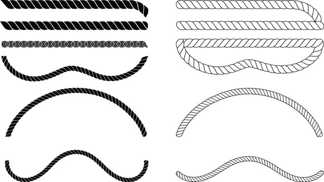 Vintage vector set of mustaches featuring a black line art design with a decorative rope border and knotted string frame illustration