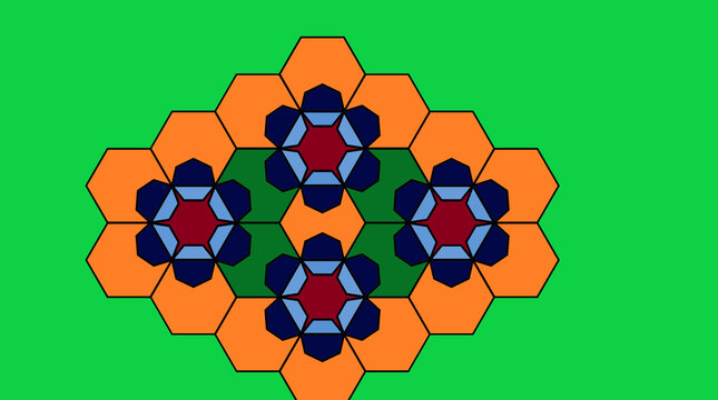 colorful composition on hexagons field-03