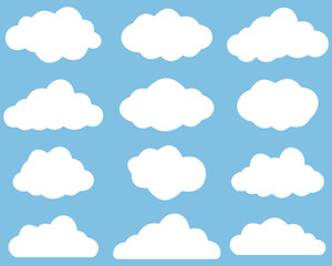 Fototapeta premium Cloud icon set. Vector cloud icons symbol. Nature cloud bubble elements design for the weather forecast, web interface or cloud storage applications. Vector illustration.