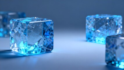 Fototapeta premium Blue Crystal Cubes on Surface