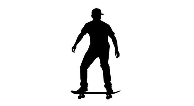 skateboarder silhouette on white background full body shot
