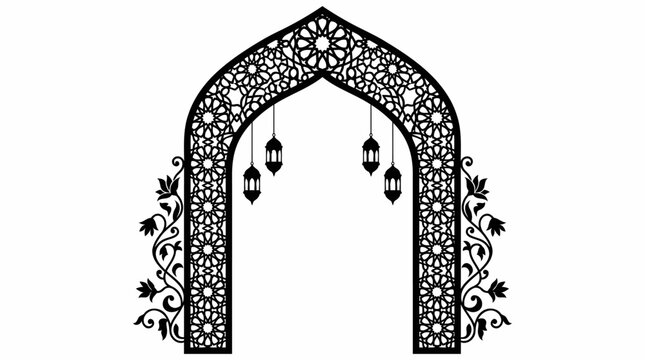 Elegant Muslim Wedding Decoration Vector Artwork
