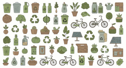 Eco Friendly Lifestyle Elements Collection. © Nemo