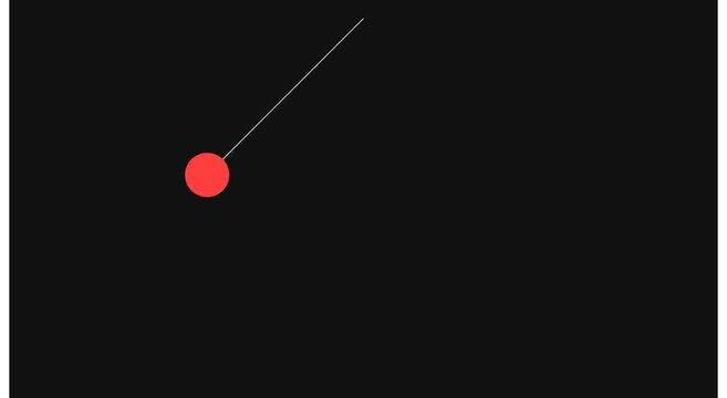 Minimalist red pendulum swinging back and forth on dark animation