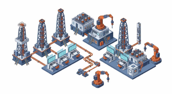 Futuristic Industrial Factory with Robotic Arms and Tesla Coils.