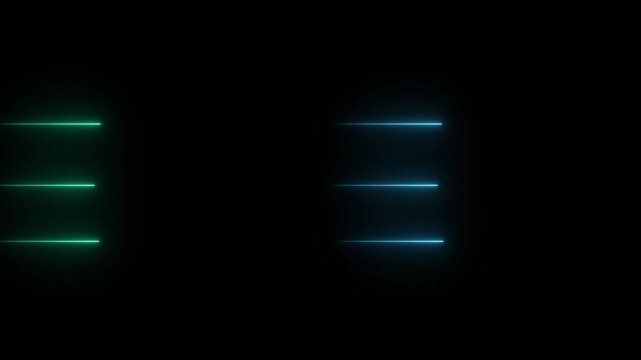 Abstract glowing rainbow colour neon lines motion background. Neon lights blinking lines moving animation. bule and green neon line moving on background. Neon Light Line Technology icon