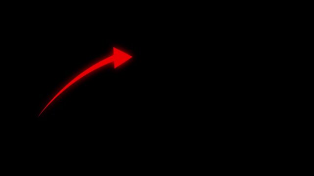 Arrow loading animation. Animation of a simple rad arrow extending. arrow loop animation direction concept, Advertising. black background 