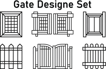 Fototapeta premium Vector Architectural Fence and Railing Elevation Set Featuring Wrought Iron and Glass Designs 