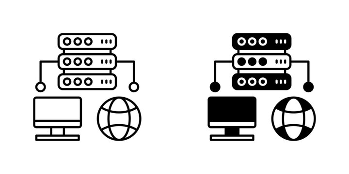 Proxy Server Vector Line Icon for Network Architecture