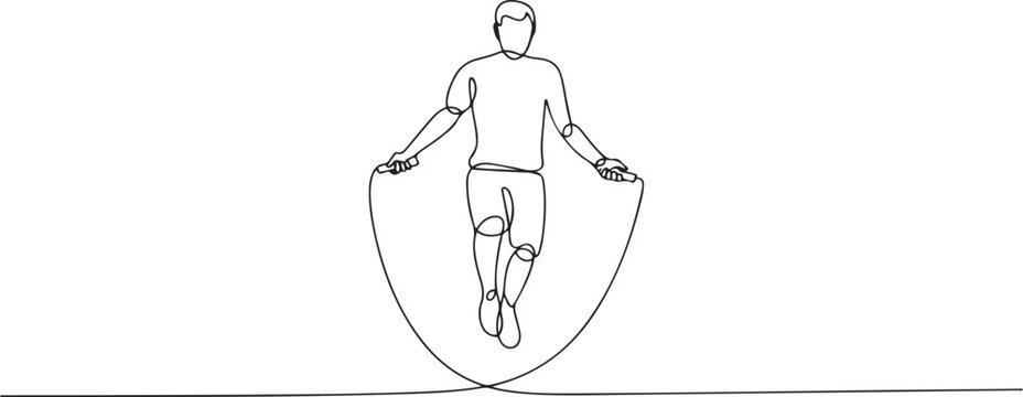 JOGGING ROPE JUMPING MAN SILHOUETTE, Skipping Rope Person Sketch draing. one line Icon drawing