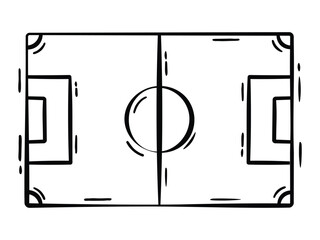Hand Drawn Soccer Field Illustration, Football Court Top View Sketch Vector Background Design © Jack