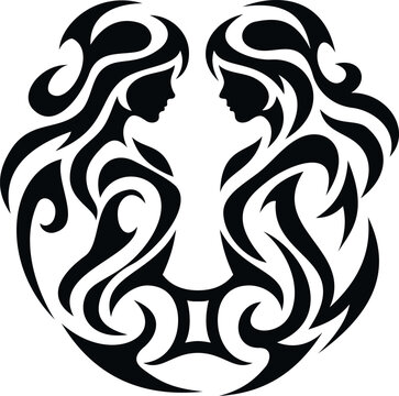 Gemini Tribal Tattoo Zodiac Design