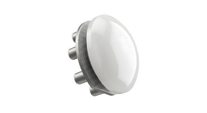 High-Detail 3D Render of a Surgical Patellar Button Implant Isolated on White Background