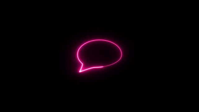 Neon speech bubble animation. Purple speech bubble balloon icon video, Empty bubble, Communication symbol.