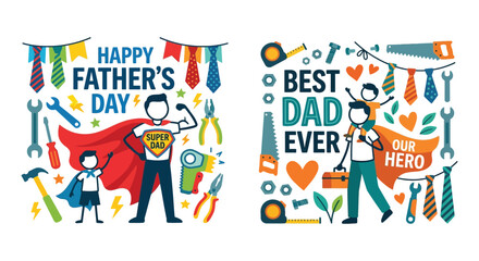 Father s day illustration with tools and superhero elements © Bijori