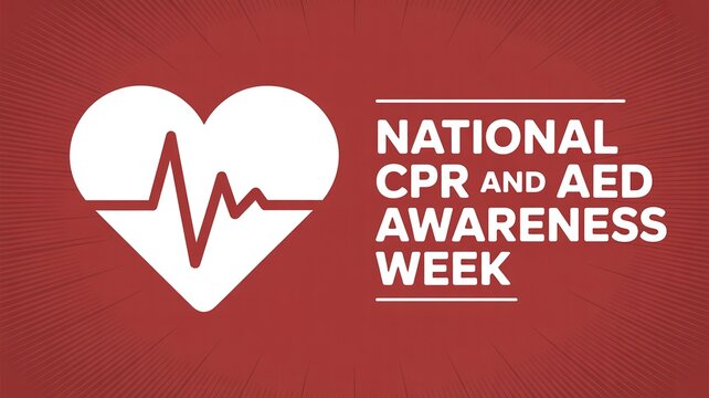 Heart pulse graphic for National CPR and AED Awareness Week medical safety campaign