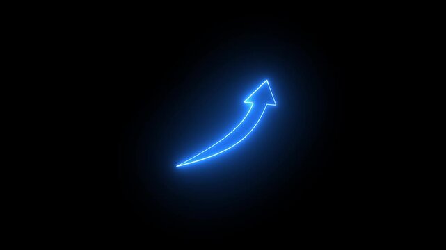 4k Neon animation. Business growth arrow and graph chart, Business line arrow, improvement, business strategy, arrow rising up