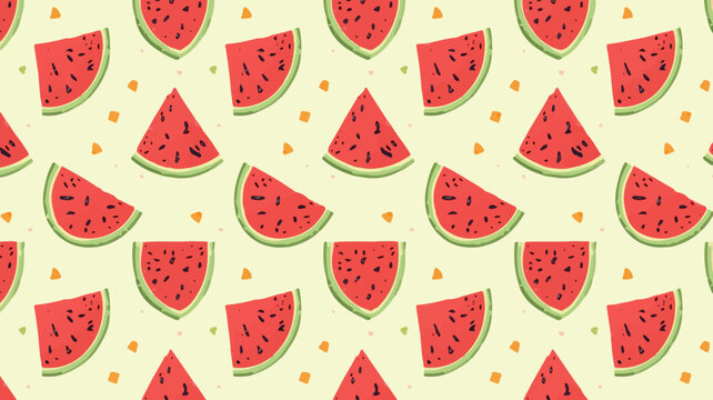 Template vector water melon cartoon pattern fabric motifs   for banner  summer edition with flat design