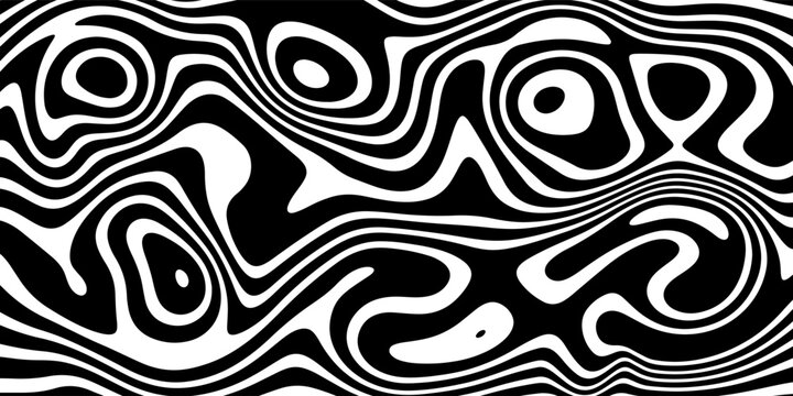 Trippy organic shape Waves Ripple Pattern black and white retro wave pattern reminding optical illusions