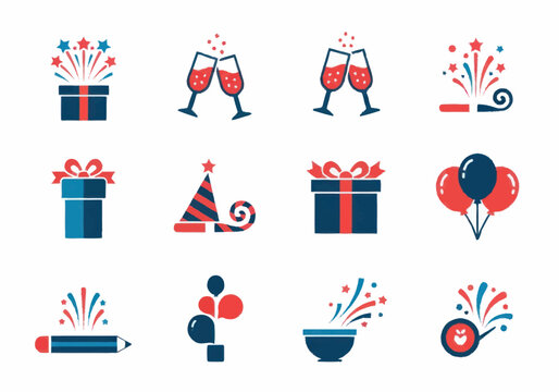 Collection of Celebration and Party Icons.