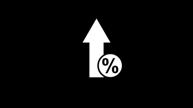 Interest rate increase arrow animation.Financial, business, and statistical analysis.