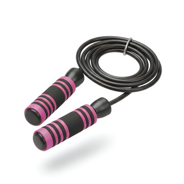 Pink and black jump rope with weighted handles