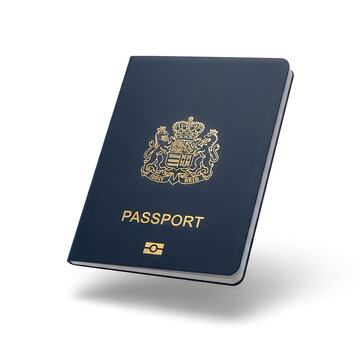 Black passport with coat of arms and text