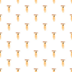 Obraz premium Gibbon monkeys hanging on a branch creating a repeating background pattern in a cute cartoon style