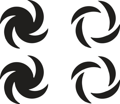 Black camera shutter icon set on white background